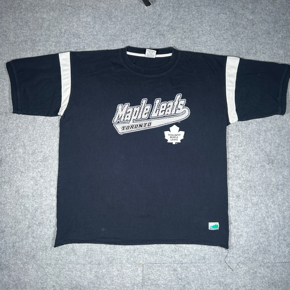 Waves Toronto Maple Leafs T-Shirt Men XXL Black Vintage NHL Hockey Sportswear